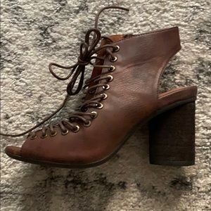 Brown leather booties